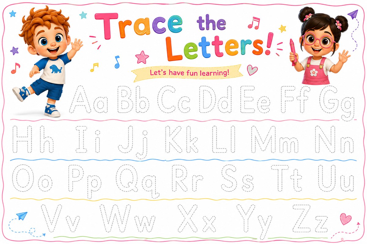 Trace the Letters! alphabet tracing worksheet