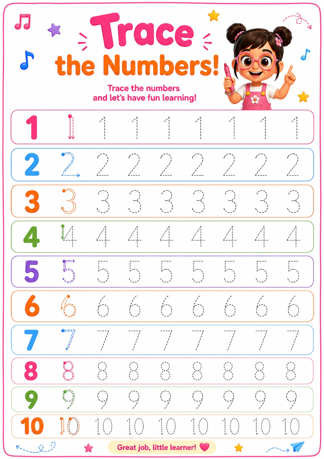 Trace the Numbers! number tracing worksheet
